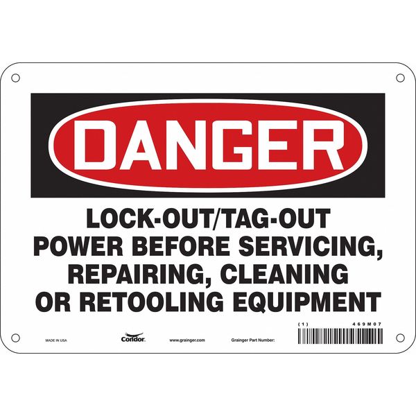 Safety Sign, 10 in Height, 14 in Width, Aluminum, Horizontal Rectangle, English, 469M07