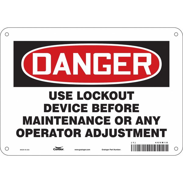 Safety Sign, 7 in Height, 10 in Width, Aluminum, Vertical Rectangle, English, 469M18
