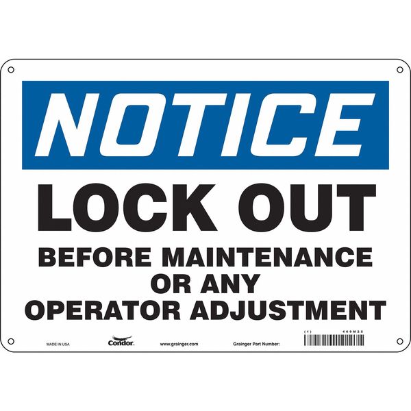 Safety Sign, 10 in Height, 14 in Width, Aluminum, Horizontal Rectangle, English, 469M25