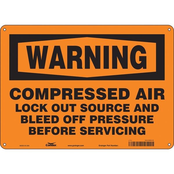 Safety Sign, 10 in Height, 14 in Width, Aluminum, Horizontal Rectangle, English, 469M46
