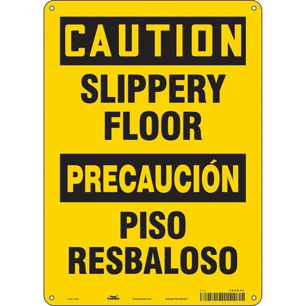 Safety Sign, 14 in Height, 10 in Width, Aluminum, Vertical Rectangle, English, Spanish, 469N98