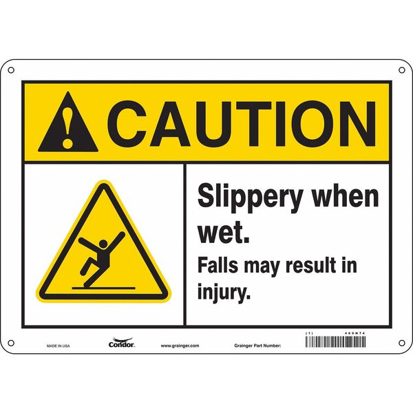 Safety Sign, 10 in Height, 14 in Width, Aluminum, Horizontal Rectangle, English, 469N74