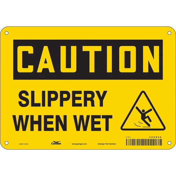 Safety Sign, 7 in Height, 10 in Width, Aluminum, Vertical Rectangle, English, 469N28