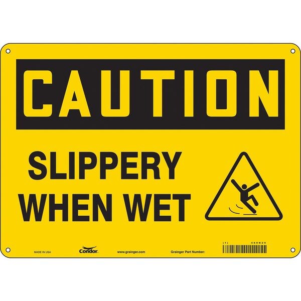 Safety Sign, 10 in Height, 14 in Width, Aluminum, Horizontal Rectangle, English, 469N29