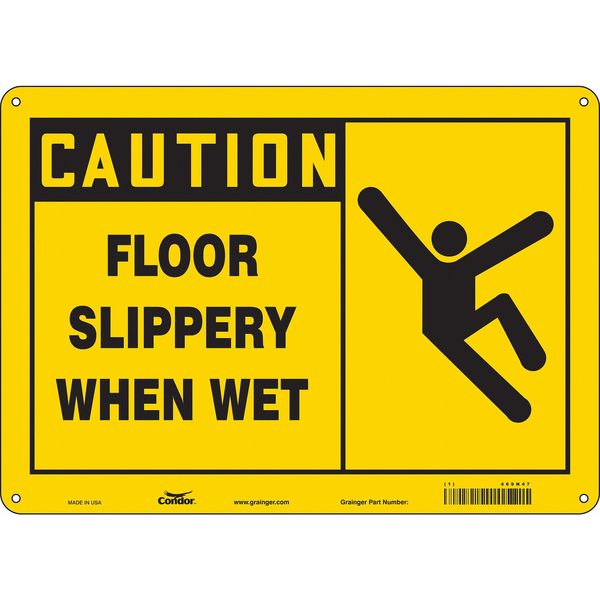 Safety Sign, 10 in Height, 14 in Width, Aluminum, Horizontal Rectangle, English, 469N47