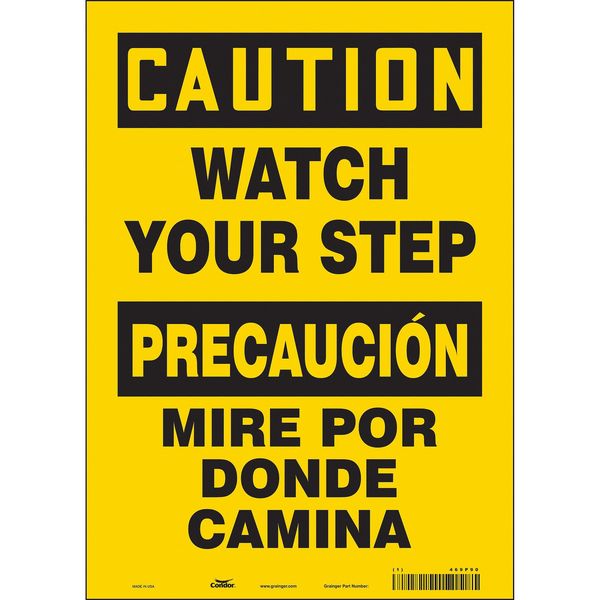 Safety Sign, 14 in Height, 10 in Width, Vinyl, Vertical Rectangle, English, Spanish, 469P90
