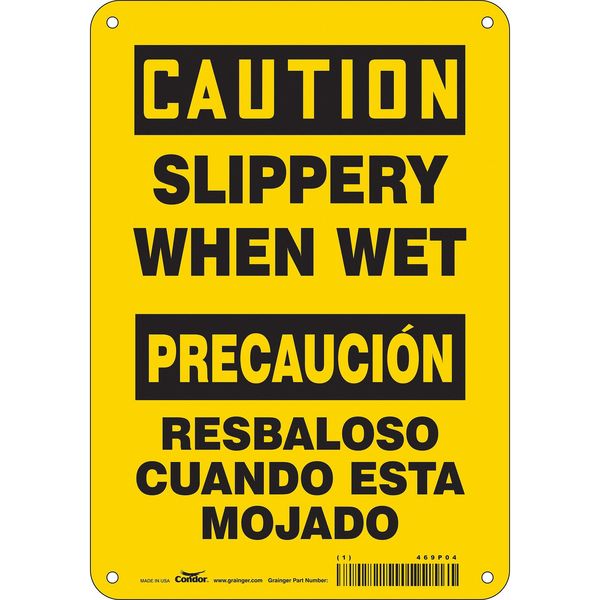 Safety Sign, 10 in Height, 7 in Width, Aluminum, Horizontal Rectangle, English, Spanish, 469P04