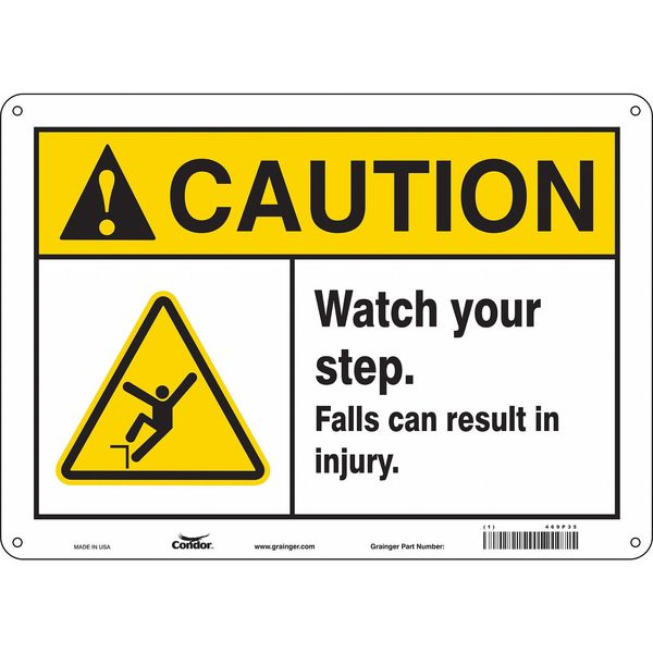 Safety Sign, 10 in Height, 14 in Width, Aluminum, Horizontal Rectangle, English, 469P35
