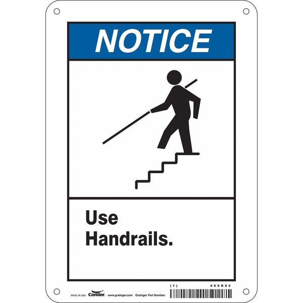 Safety Sign, 10 in Height, 7 in Width, Aluminum, Horizontal Rectangle, English, 469R82