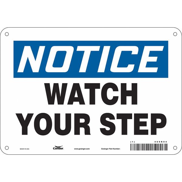 Safety Sign, 7 in Height, 10 in Width, Aluminum, Vertical Rectangle, English, 469R94