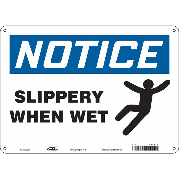 Safety Sign, 10 in Height, 14 in Width, Aluminum, Horizontal Rectangle, English, 469R77