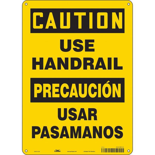 Safety Sign, 14 in Height, 10 in Width, Aluminum, Vertical Rectangle, English, Spanish, 469R53