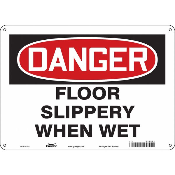 Safety Sign, 10 in Height, 14 in Width, Aluminum, Horizontal Rectangle, English, 469R65