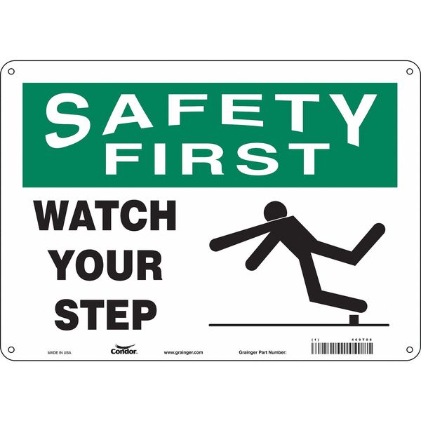 Safety Sign, 10 in Height, 14 in Width, Aluminum, Horizontal Rectangle, English, 469T08