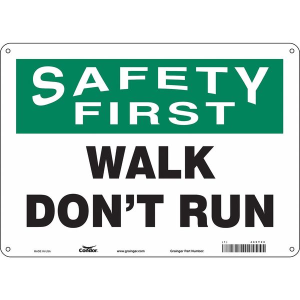 Safety Sign, 10 in Height, 14 in Width, Aluminum, Horizontal Rectangle, English, 469T20