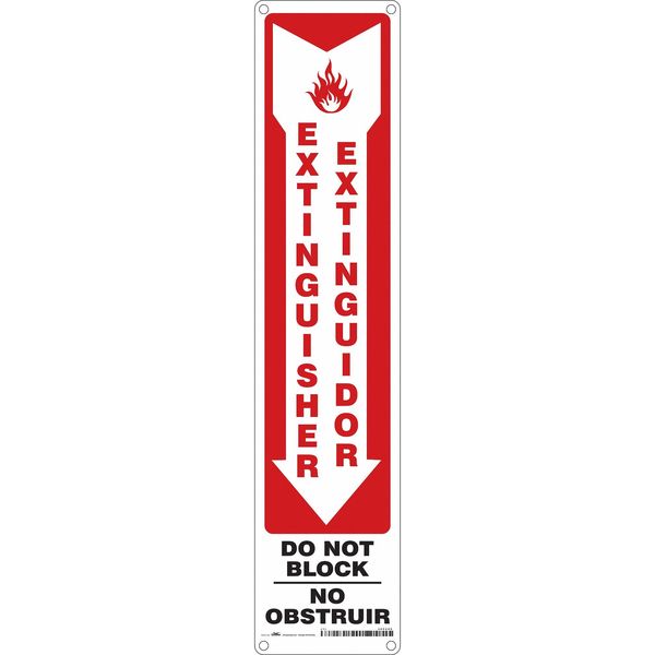 Safety Sign, 18 in Height, 4 in Width, Aluminum, Horizontal Rectangle, English, Spanish