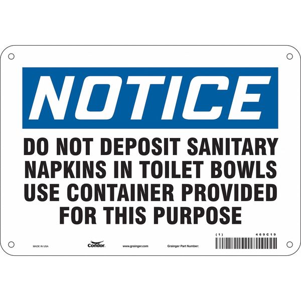 Safety Sign, 7 in Height, 10 in Width, Aluminum, Vertical Rectangle, English, 469C19