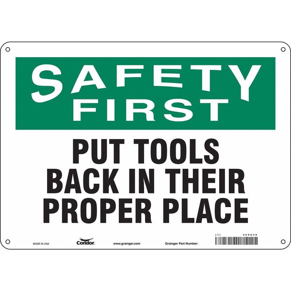 Safety Sign, 10 in Height, 14 in Width, Aluminum, Horizontal Rectangle, English, 469A39