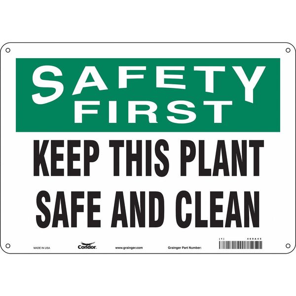 Safety Sign, 10 in Height, 14 in Width, Aluminum, Horizontal Rectangle, English, 469A45