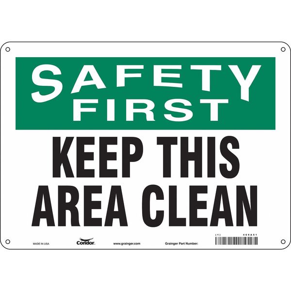 Safety Sign, 10 in Height, 14 in Width, Aluminum, Horizontal Rectangle, English, 469A51