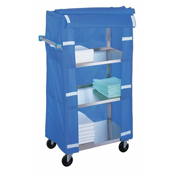 Stainless Steel 4-Shelf Linen Cart w/Cover, 300 lb Capacity
