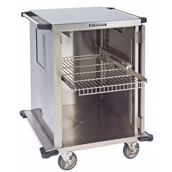 Closed Stainless Steel Case Cart, One Door, Wire Shelf 18