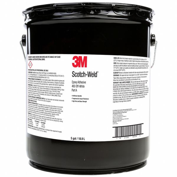 Epoxy Adhesive, 460 Series, White, 2:01 Mix Ratio, 4 hr Functional Cure, Pail