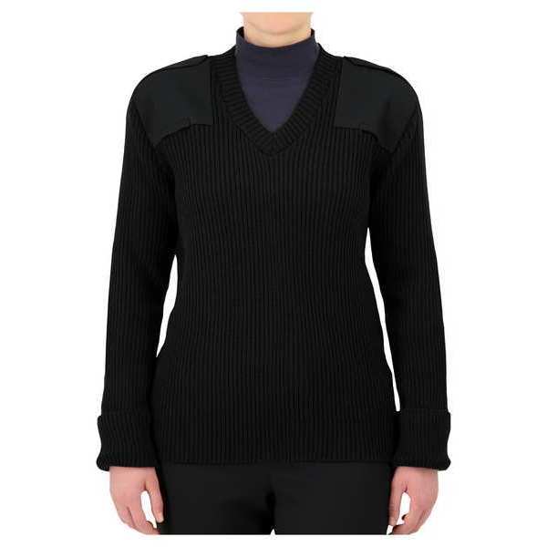 V-Neck Military Sweater, Black, 4XL