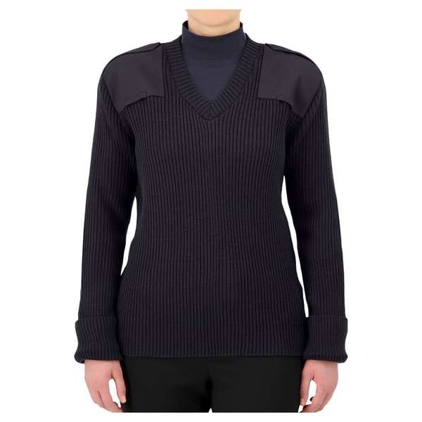 V-Neck Military Sweater, Dark Navy, L