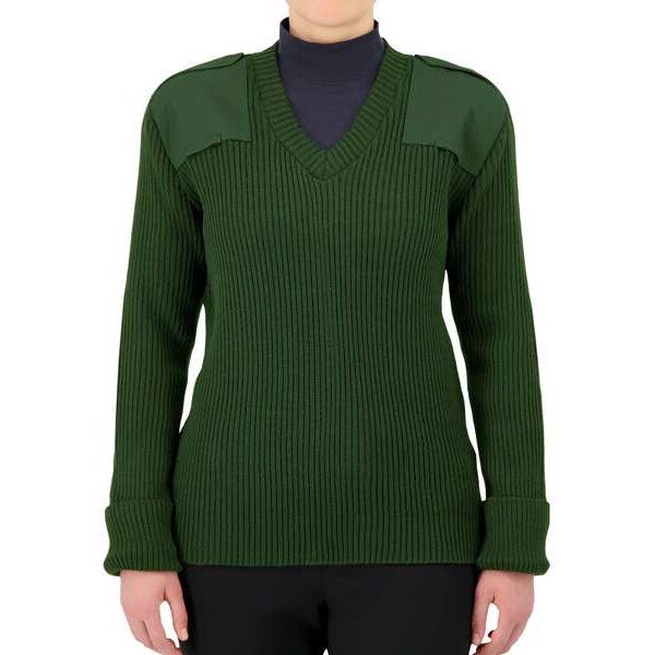 V-Neck Military Sweater, OD Green, M