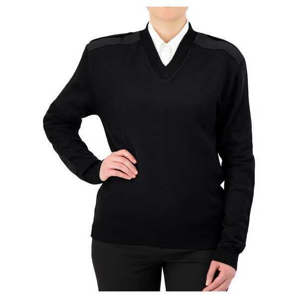 V-Neck Military Sweater, Black, 2XL