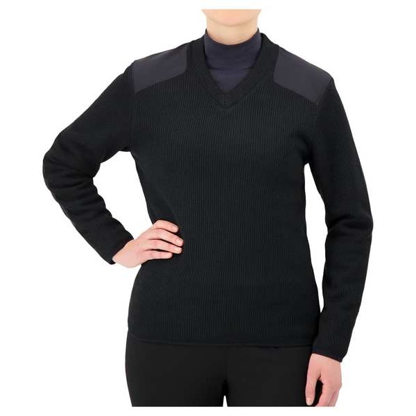 V-Neck Military Sweater, Black, M