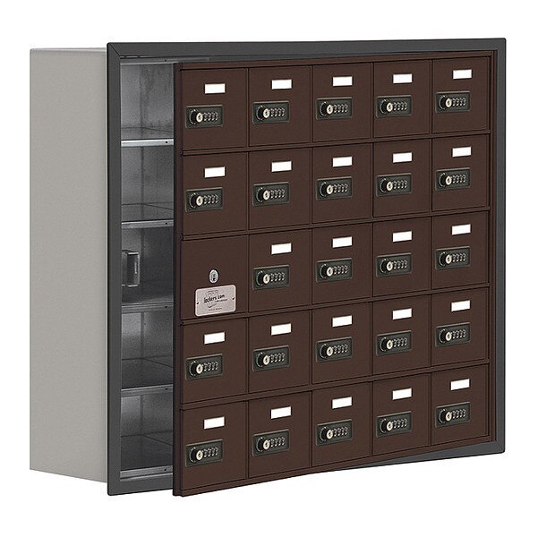 Cell Phone Locker, 35 3/4 in W, 8 3/4 in D, 29 3/4 in H, (5) Tier, (5) Wide, Bronze