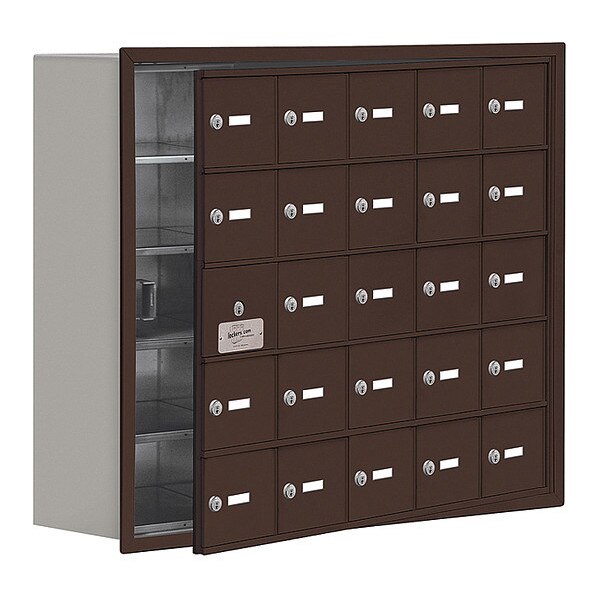 Cell Phone Locker, 35 3/4 in W, 8 3/4 in D, 29 3/4 in H, (5) Tier, (5) Wide, Bronze