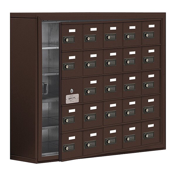Cell Phone Locker, 37 in W, 9 1/4 in D, 31 in H, (5) Tier, (5) Wide, Bronze