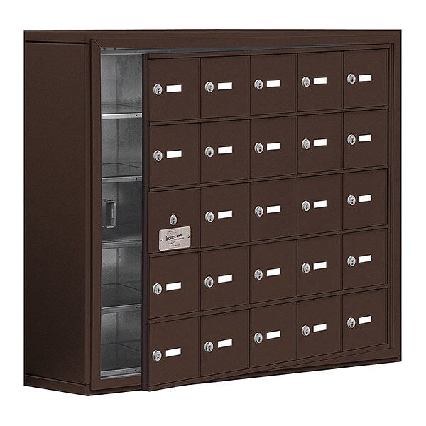 Cell Phone Locker, 37 in W, 9 1/4 in D, 31 in H, (5) Tier, (5) Wide, Bronze