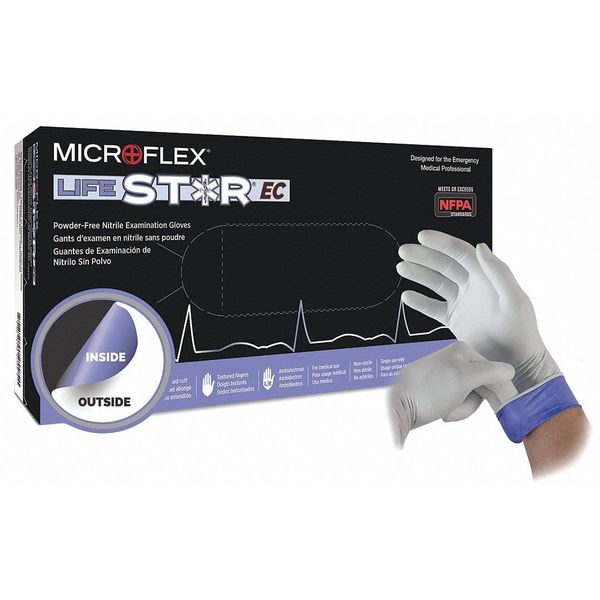 High Risk Exam Nitrile Gloves, Nitrile, Powder Free, Exterior: White, Interior: Blue, XL, 100 PK
