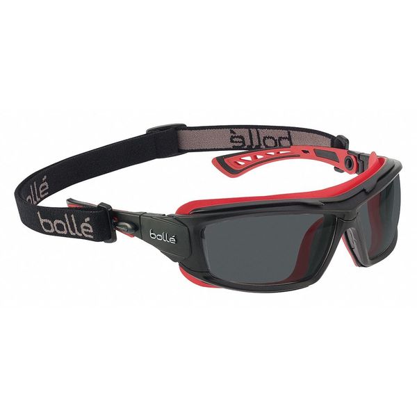 Safety Glasses, Wraparound Smoke Polycarbonate Lens, Anti-Fog, Scratch-Resistant