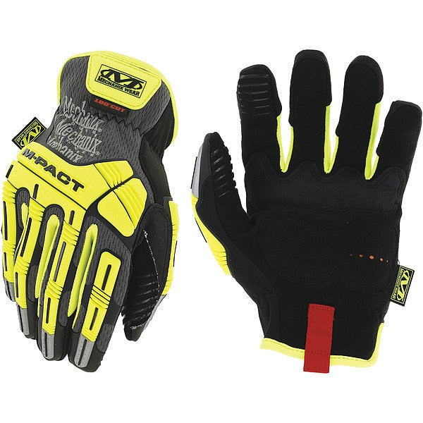 Hi-Vis Mechanics Gloves, XL, Yellow, Padded, Trek Dry(R)/TPR
