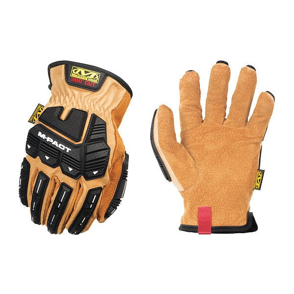 Mechanics Gloves, XL, Brown/Black, Leather, Leather, TPR