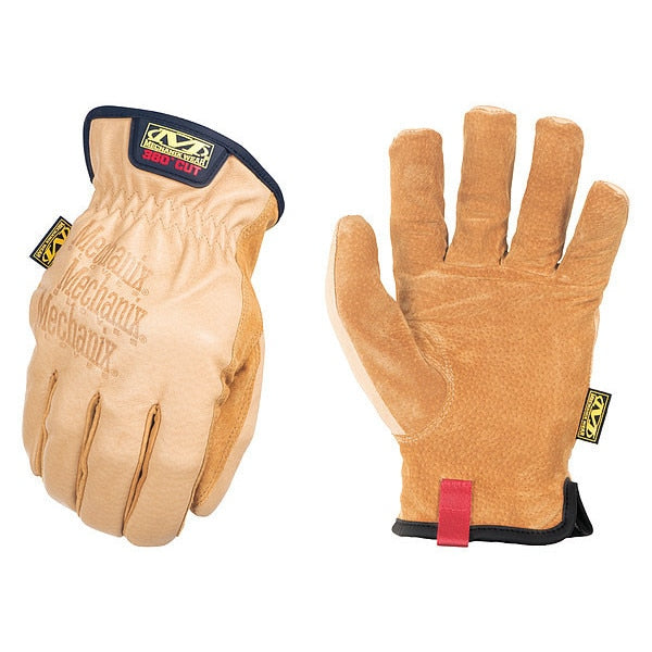 Mechanics Gloves, L, Brown, Abrasion Resistant, DuraHide Leather