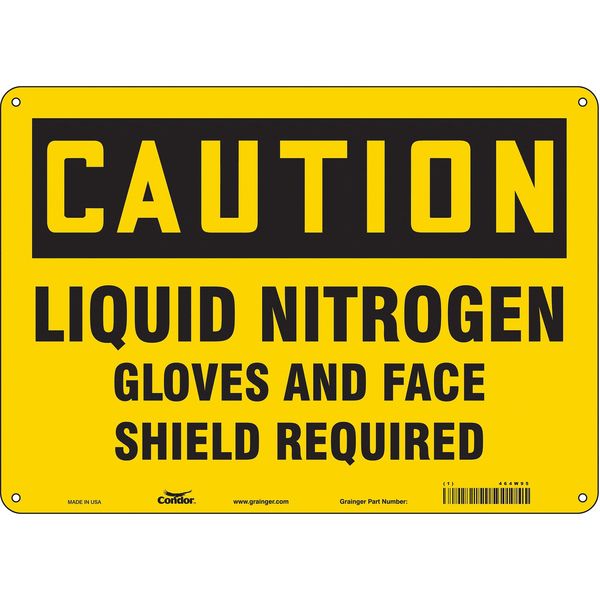 Safety Sign, 10 in Height, 14 in Width, Aluminum, Horizontal Rectangle, English, 464W95