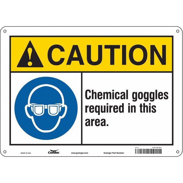 Safety Sign, 10 in Height, 14 in Width, Aluminum, Horizontal Rectangle, English, 464X82