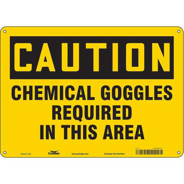 Safety Sign, 10 in Height, 14 in Width, Aluminum, Horizontal Rectangle, English, 464X14