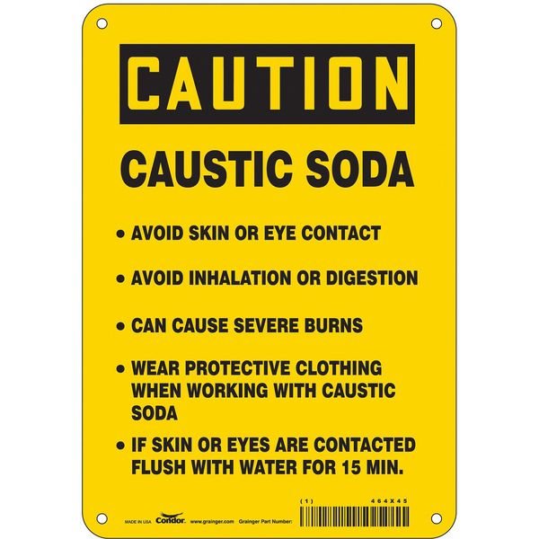 Safety Sign, 10 in Height, 7 in Width, Aluminum, Horizontal Rectangle, English, 464X45