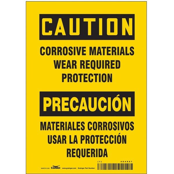 Safety Sign, 10 in Height, 7 in Width, Vinyl, Horizontal Rectangle, English, Spanish, 464X61