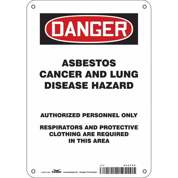 Safety Sign, 10 in Height, 7 in Width, Aluminum, Horizontal Rectangle, English, 464Y02