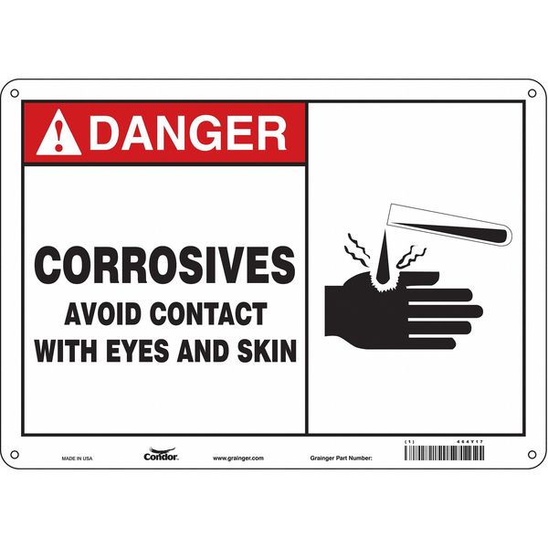 Safety Sign, 10 in Height, 14 in Width, Aluminum, Horizontal Rectangle, English, 464Y17