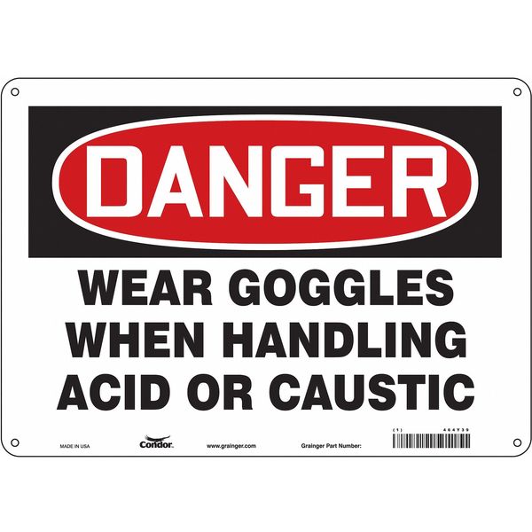 Safety Sign, 10 in Height, 14 in Width, Aluminum, Horizontal Rectangle, English, 464Y39
