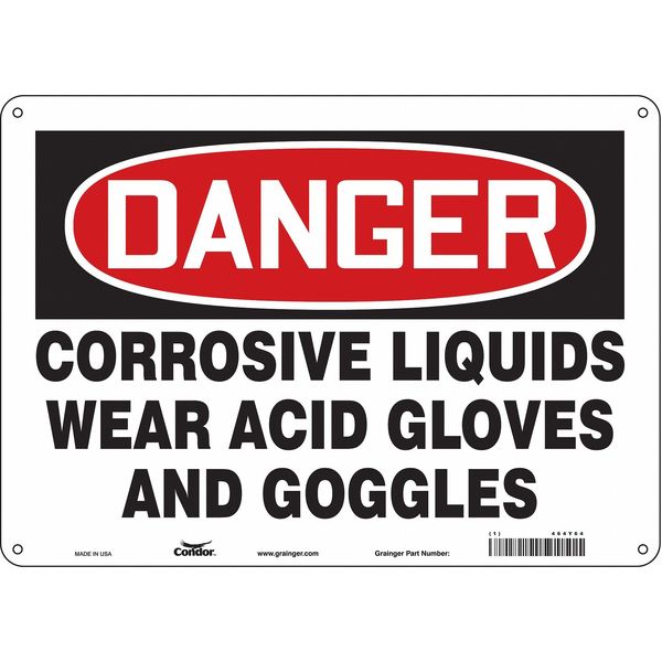 Safety Sign, 10 in Height, 14 in Width, Aluminum, Horizontal Rectangle, English, 464Y64